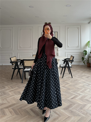 Puantiyeli Etek Siyah (4414)