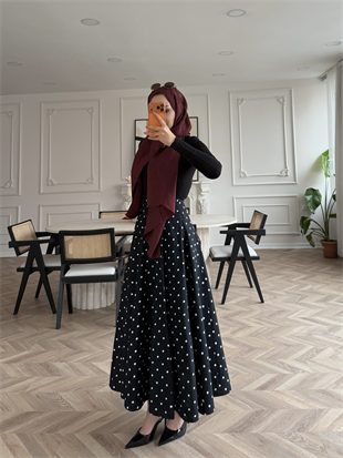 Puantiyeli Etek Siyah (4414)