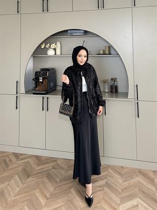 Pullu Bomber Ceket Siyah