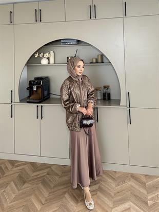 Pullu Bomber Ceket Vizon