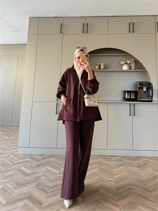 Pulp Bomber Pantolonlu Takım Mürdüm (4582)