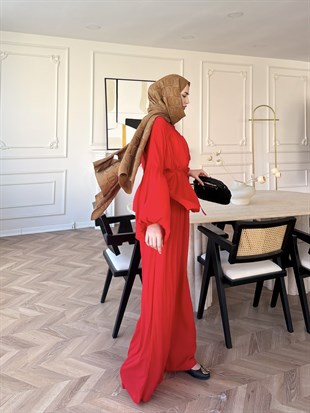 Pure Dantel Detaylı Pantolon Takım Kırmızı (5819)