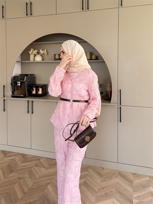 Râha İthal Pantolonlu Takım Pembe (5820)