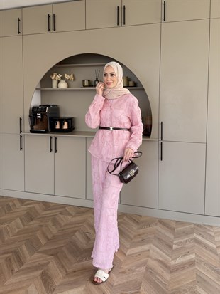 Râha İthal Pantolonlu Takım Pembe (5820)