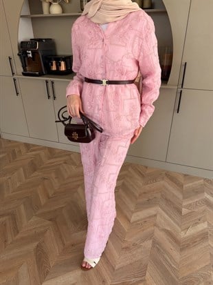 Râha İthal Pantolonlu Takım Pembe (5820)