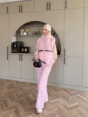 Râha İthal Pantolonlu Takım Pembe (5820)