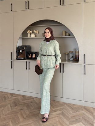 Râha İthal Pantolonlu Takım Su Yeşili (5820)