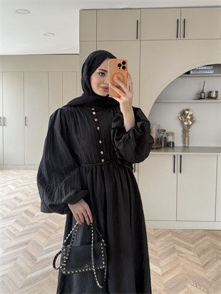 Rafael Asimetrik Fırfırlı Elbise Siyah (8250)