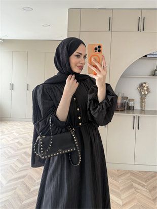 Rafael Asimetrik Fırfırlı Elbise Siyah (8250)