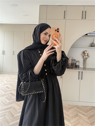 Rafael Asimetrik Fırfırlı Elbise Siyah (8250)