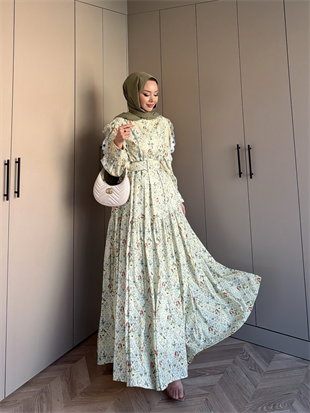 Rahel Çiçekli Elbise Sarı (5734)