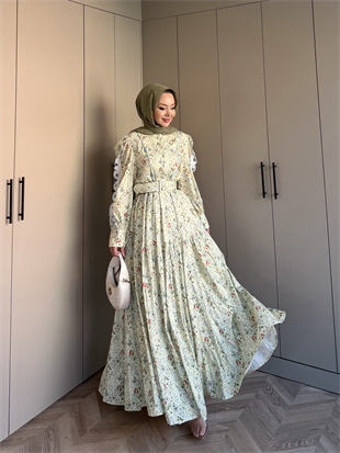 Rahel Çiçekli Elbise Sarı (5734)