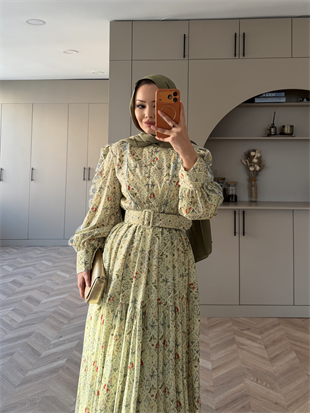 Rahel Çiçekli Elbise Sarı (5734)