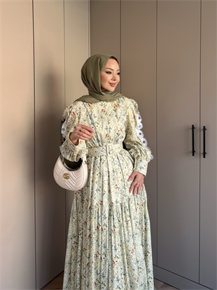 Rahel Çiçekli Elbise Sarı (5734)