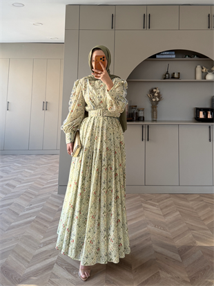 Rahel Çiçekli Elbise Sarı (5734)