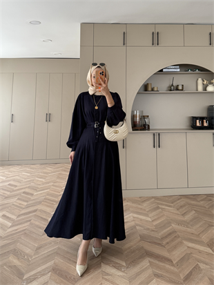 Ramin Kemer Detaylı Elbise Lacivert (625)