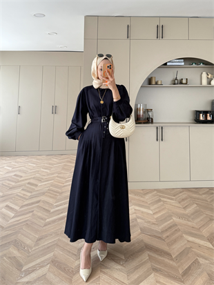 Ramin Kemer Detaylı Elbise Lacivert (625)