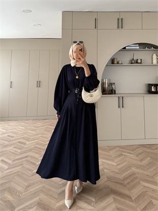 Ramin Kemer Detaylı Elbise Lacivert (625)
