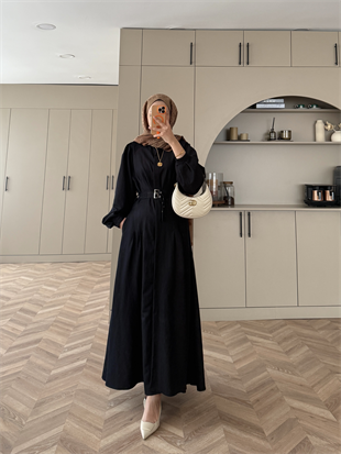 Ramin Kemer Detaylı Elbise Siyah (625)