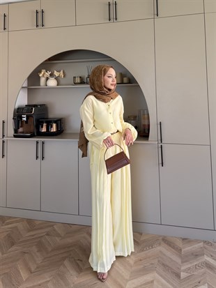 Ranua Düğme Detaylı Pantolonlu Takım ButterYellow (5815)