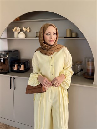 Ranua Düğme Detaylı Pantolonlu Takım ButterYellow (5815)