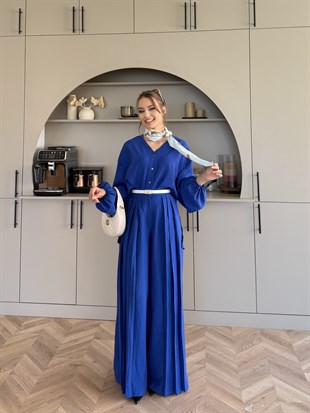 Ranua Düğme Detaylı Pantolonlu Takım Saks (5815)