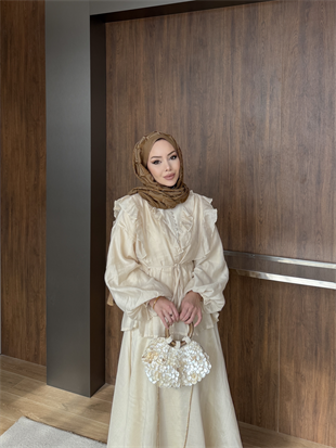 Rasha Fırfır Detaylı Etekli Takım Bej (26007)