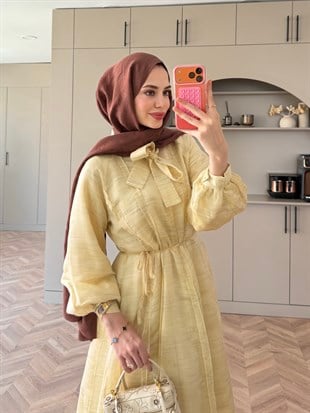 Raven Bağlama Detaylı Elbise Butteryellow (4544)