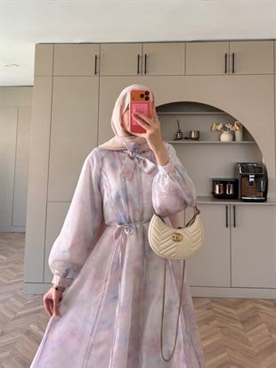 Raven Bağlama Detaylı Elbise Lila (4544)