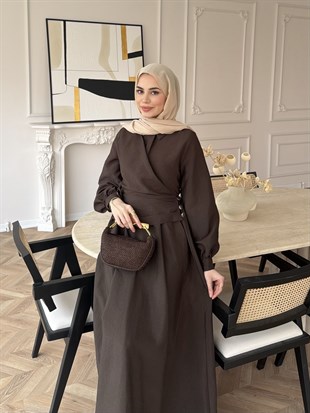 Ravi Düğme Detaylı Kruvaze Elbise Kahve (2011)