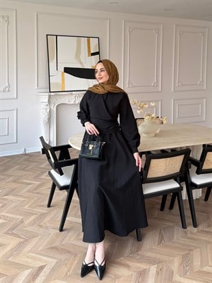 Ravi Düğme Detaylı Kruvaze Elbise Siyah (2011)