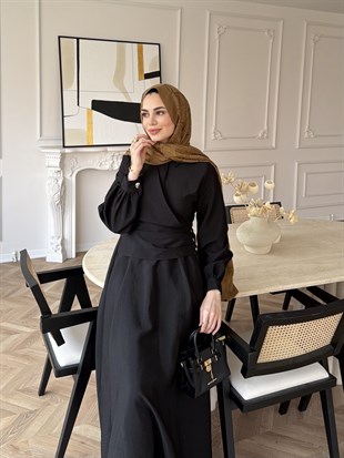 Ravi Düğme Detaylı Kruvaze Elbise Siyah (2011)