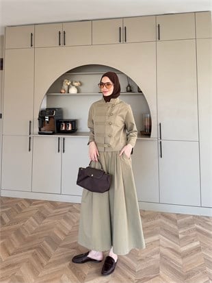 Rebel Napolyon Detaylı Pantolonlu Takım Vizon (0061)
