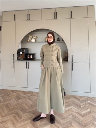 Rebel Napolyon Detaylı Pantolonlu Takım Vizon (0061)