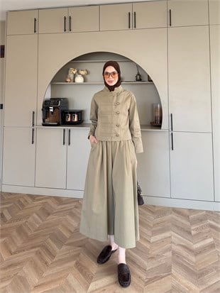 Rebel Napolyon Detaylı Pantolonlu Takım Vizon (0061)