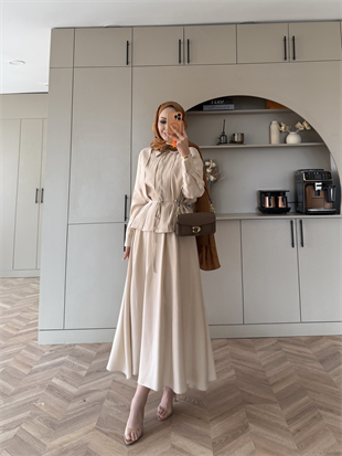 Reid Taş Detaylı Etekli Takım Bej (4426)