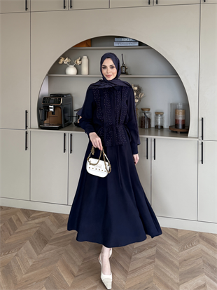 Reid Taş Detaylı Etekli Takım Lacivert (4426)