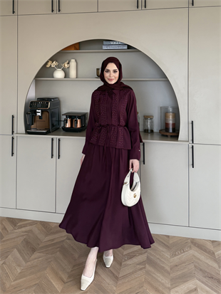 Reid Taş Detaylı Etekli Takım Mürdüm (4426)