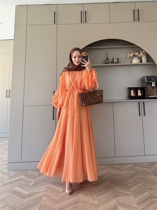 Reyha Asimetrik Etekli Takım Turuncu (4502)