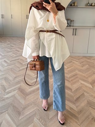 Ria Asimetrik Kesim Bluz Ekru (5479)