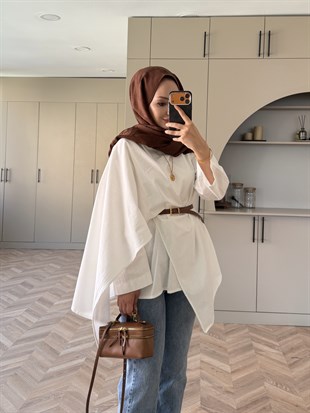 Ria Asimetrik Kesim Bluz Ekru (5479)