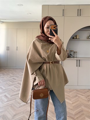 Ria Asimetrik Kesim Bluz Vizon (5479)
