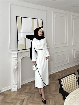 Rila Biyeli Elbise Beyaz