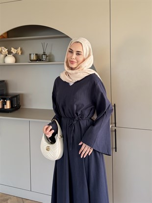 Rima Keten Elbise Lacivert (4527)