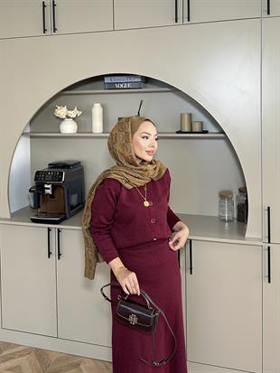 Riva Simli Etekli Takım Bordo