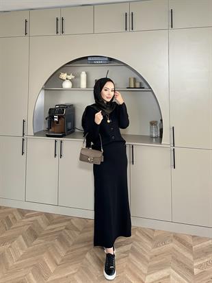 Riva Simli Etekli Takım Siyah