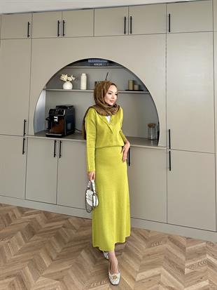 Riva Simli Etekli Takım Yağ Yeşili