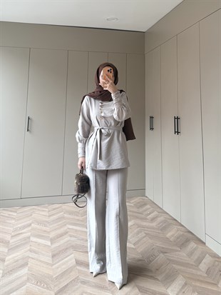 Roma Düğmeli Cupra Takım Bej (4443)