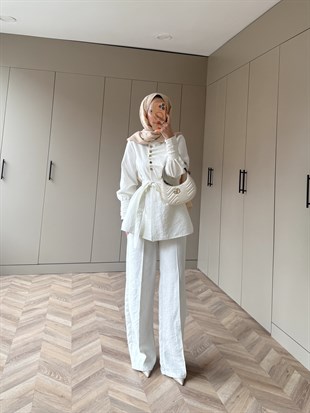 Roma Düğmeli Cupra Takım Ekru (4443)