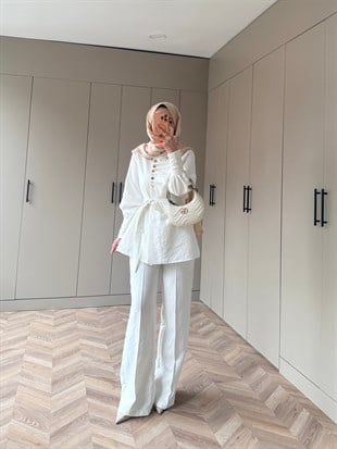 Roma Düğmeli Cupra Takım Ekru (4443)